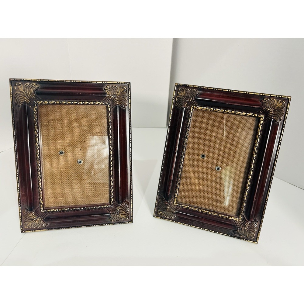 Victorian Style Red Gold Scrolls ornate Standing Photo Frame 6.5x4.5" Set Of 2